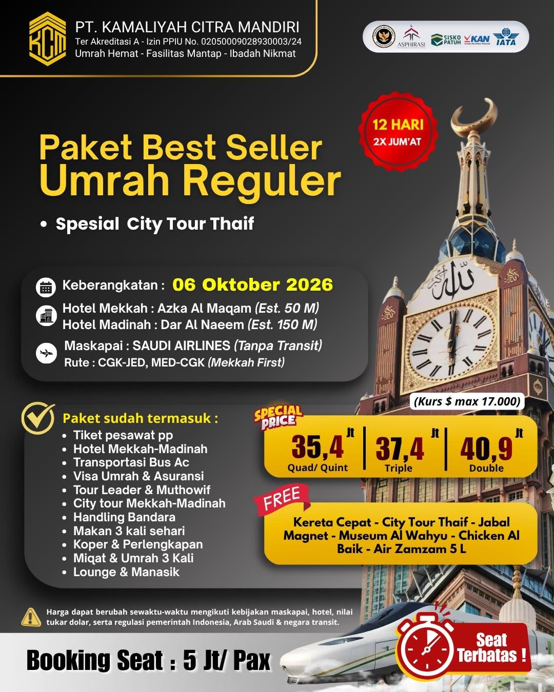 Paket Best Seller Umrah Reguler | Spesial City Tour Thoif