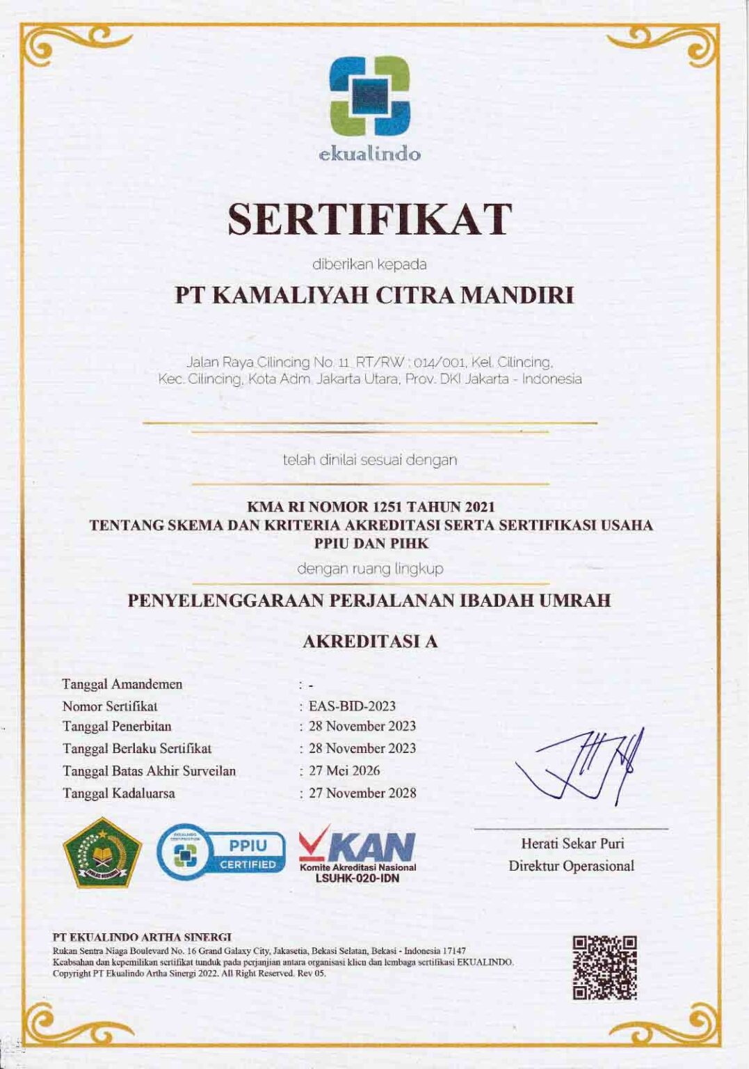 Sertifikat ASPHIRASI KCM