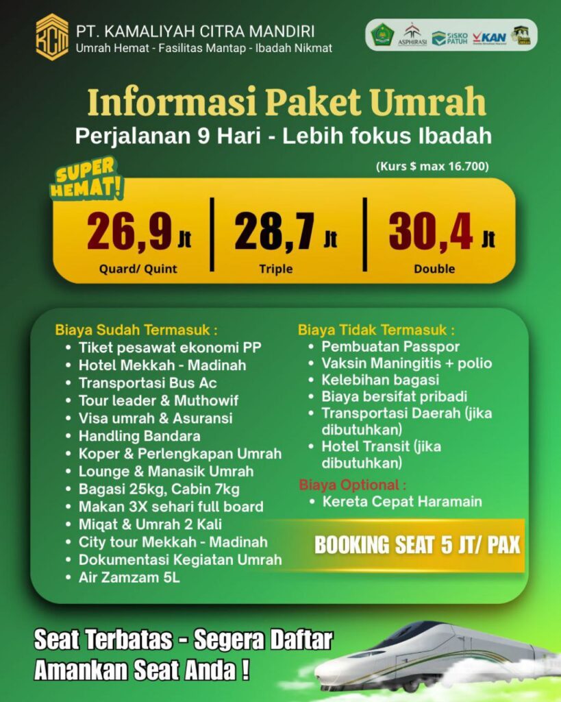 umrah hemat 9 hari KCM