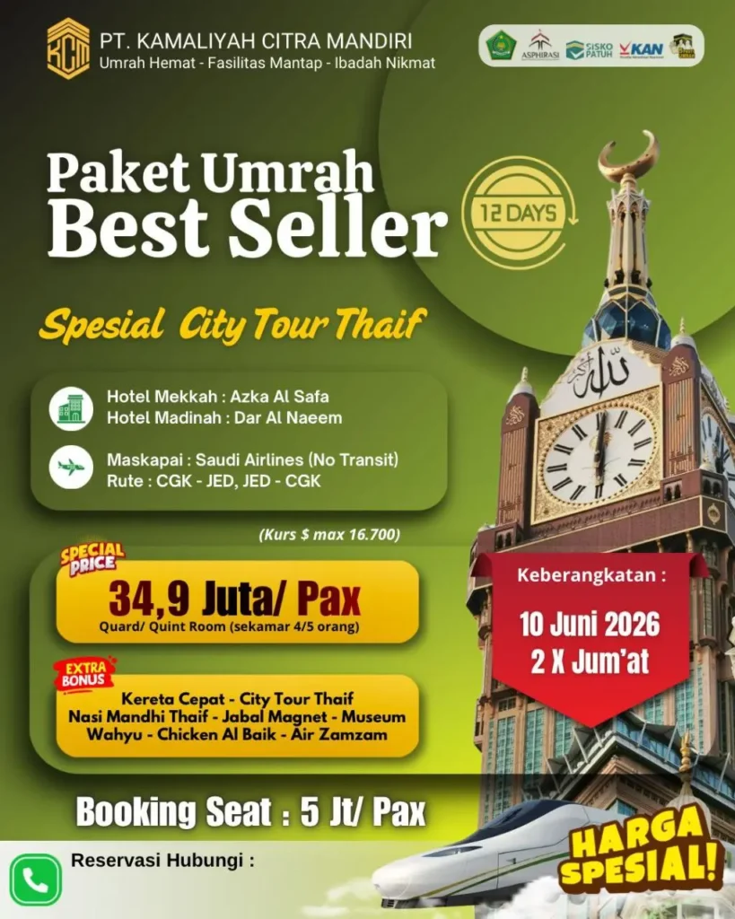 umrah best seller 10 juni 2026 KCM