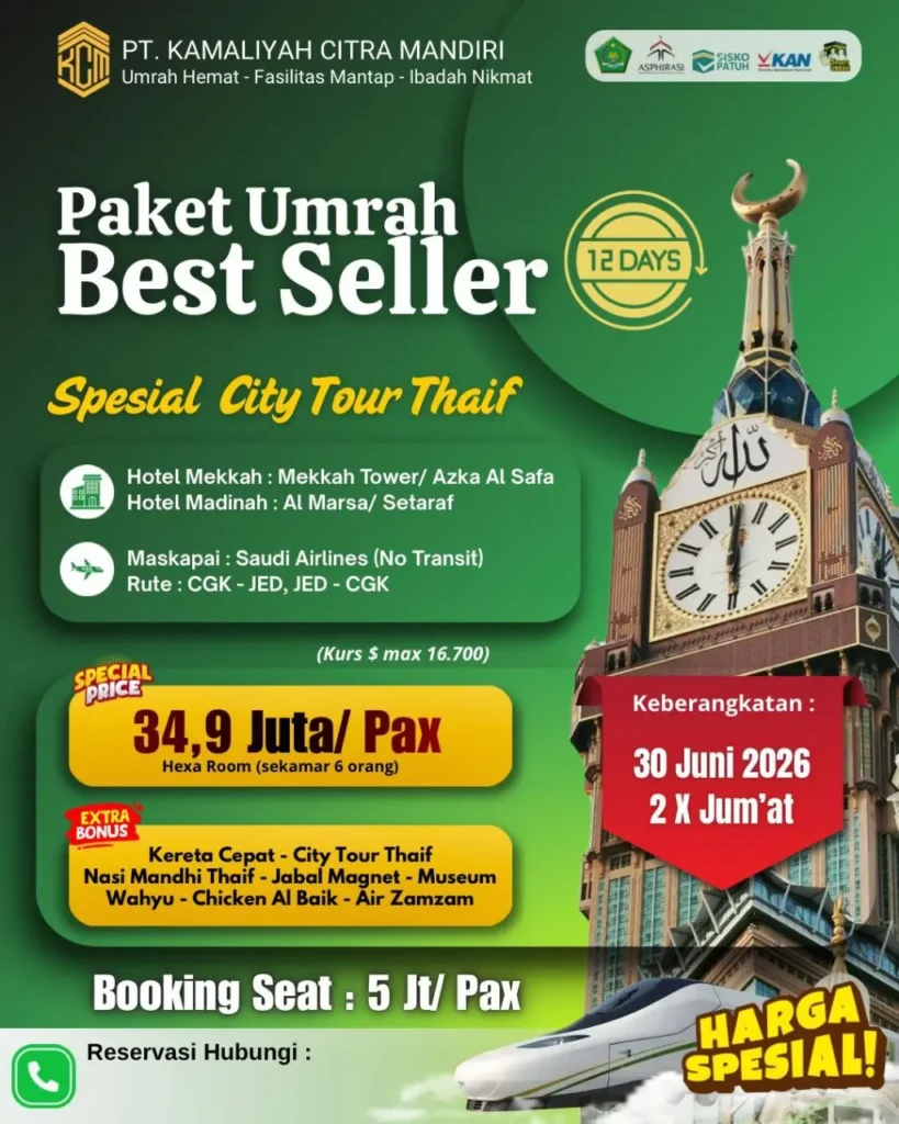umrah best seller 30 juni 2026 KCM